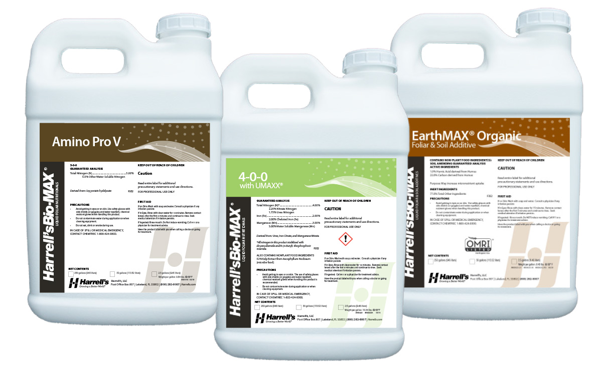 Amino Pro V, 4-0-0 and EarthMAX Organic